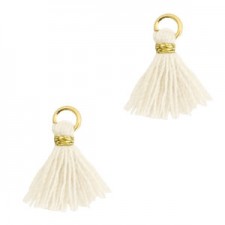 Mini Quaste Ibiza Style 1cm Gold-off white